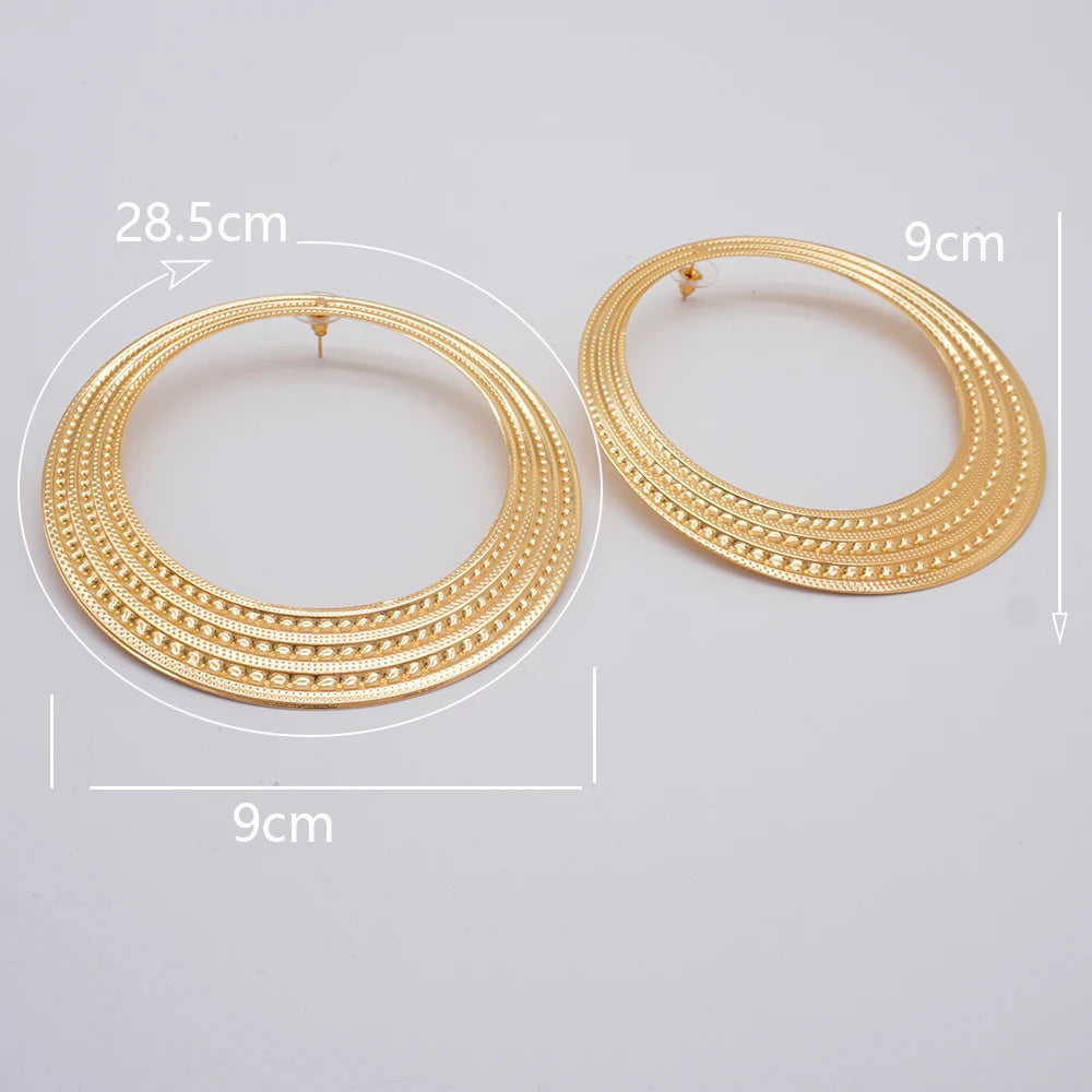 African Women Copper Drop Earrings Gold Color Round Earrings For Women Earrings Trend Jewelry Gift Wedding Jewelry Accessories